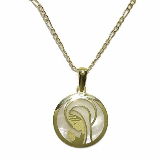 Medalla Virgen niña 17mm con nácar