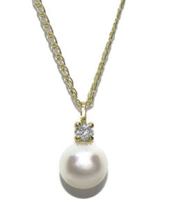 Collar perla y circonita oro