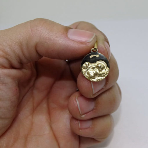 Niño en pajas bebe oro 14.00mm con cadena - Imagen 3