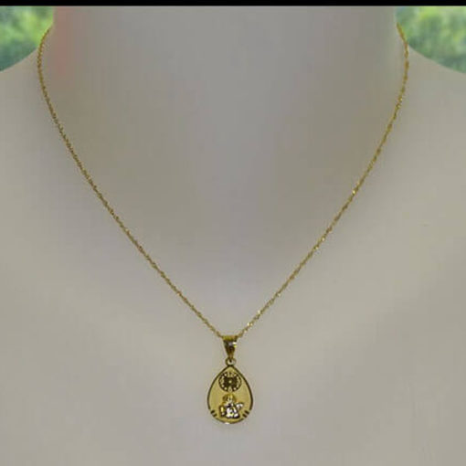 medalla bebe oro ángel y reloj gota - Imagen 2