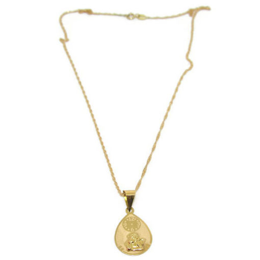 medalla bebe oro ángel y reloj gota - Imagen 3