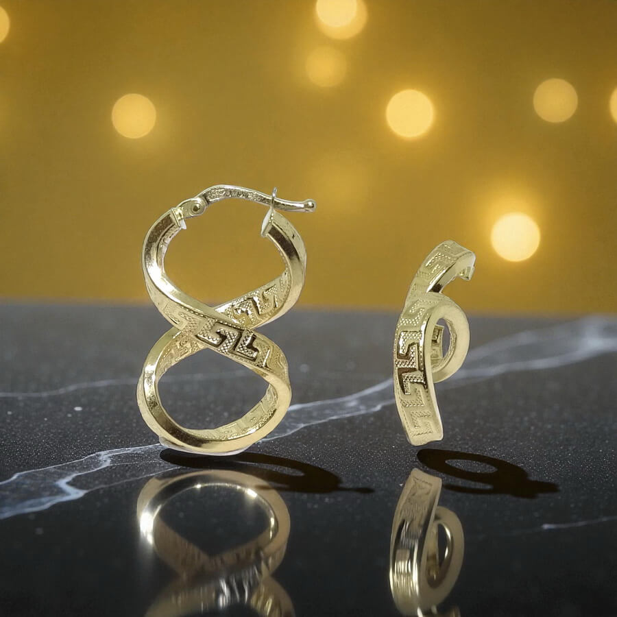 Aros ocho greca 4x29.00- 2.50gr de oro de 18k - Imagen 5