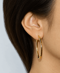Pendientes aro oro 18k mujer 35 mm, aros oro amarillo 750, pendientes mujer oro auténtico, aros redondos 3 mm, joya regalo mujer - Imagen 7