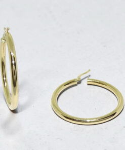 Pendientes aro oro 18k mujer 35 mm, aros oro amarillo 750, pendientes mujer oro auténtico, aros redondos 3 mm, joya regalo mujer - Imagen 9