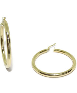Alternative view of Pendientes aro oro 18k mujer 35 mm, aros oro amarillo 750, pendientes mujer oro auténtico, aros redondos 3 mm, joya regalo mujer
