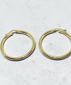 Pendientes aro oro 18k mujer 35 mm, aros oro amarillo 750, pendientes mujer oro auténtico, aros redondos 3 mm, joya regalo mujer - Imagen 6