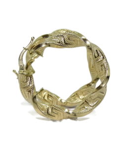 Pendientes de Aro Oro 18 Quilates Mujer – Aros Anchos 3,7 cm con Greca – Oro Amarillo 750 – Grandes y Vistosos – 4,80 g - Imagen 3