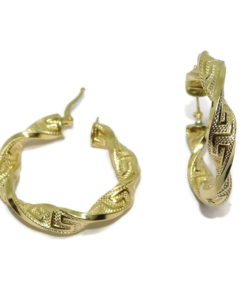 Pendientes de Aro Oro 18 Quilates Mujer – Aros Anchos 3,7 cm con Greca – Oro Amarillo 750 – Grandes y Vistosos – 4,80 g - Imagen 6