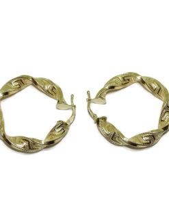 Pendientes de Aro Oro 18 Quilates Mujer – Aros Anchos 3,7 cm con Greca – Oro Amarillo 750 – Grandes y Vistosos – 4,80 g - Imagen 5