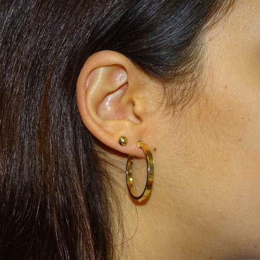 Aros lisos tubo cuadrado oro 3x24.00-2.05gr de oro de 18k - Imagen 2