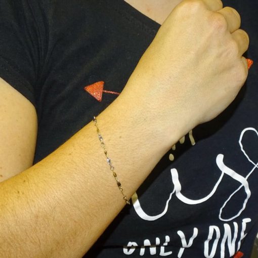 Pulsera fina bicolor oro 18k para mujer y niña. - Imagen 2
