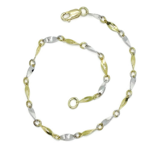 Pulsera fina bicolor oro 18k para mujer y niña. - Imagen 4