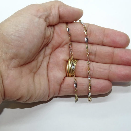 Pulsera fina bicolor oro 18k para mujer y niña. - Imagen 3