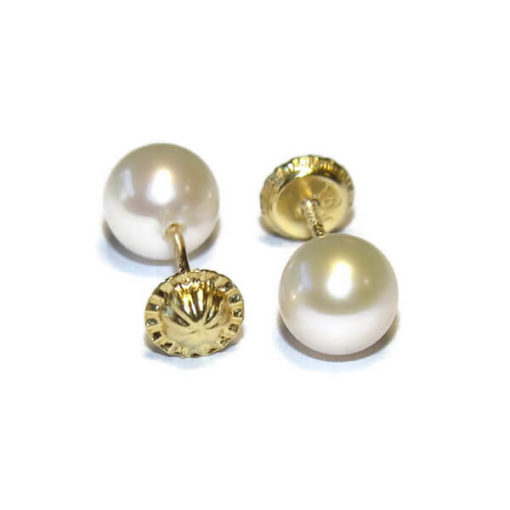 Pendientes perla bebe oro - Imagen 2