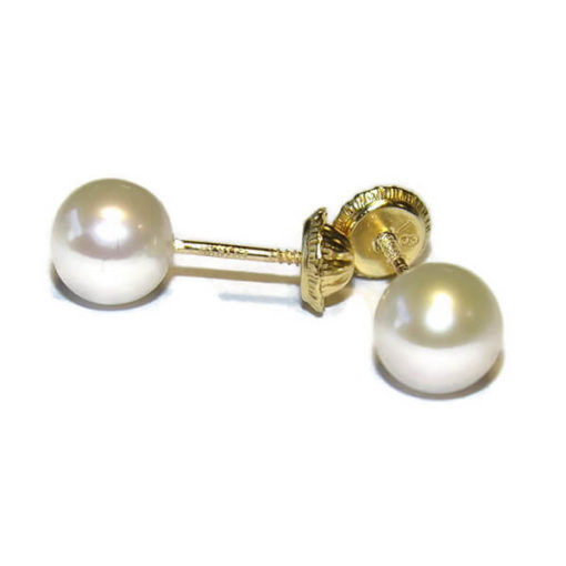Pendientes perla bebe oro - Imagen 3