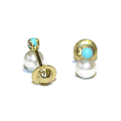 pendientes para bebe en oro y perla - Imagen 3