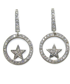 Pendientes largos circulo y estrellas