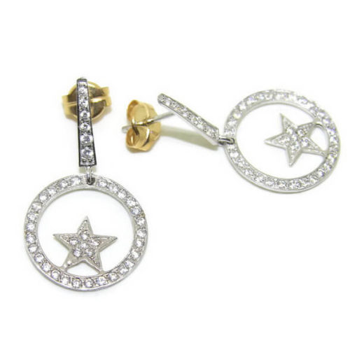 Pendientes largos circulo y estrellas - Imagen 4