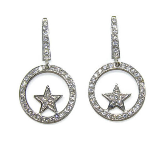 Pendientes largos circulo y estrellas
