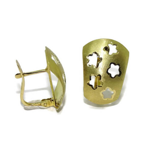 Pendientes flores oro amarillo - Imagen 3