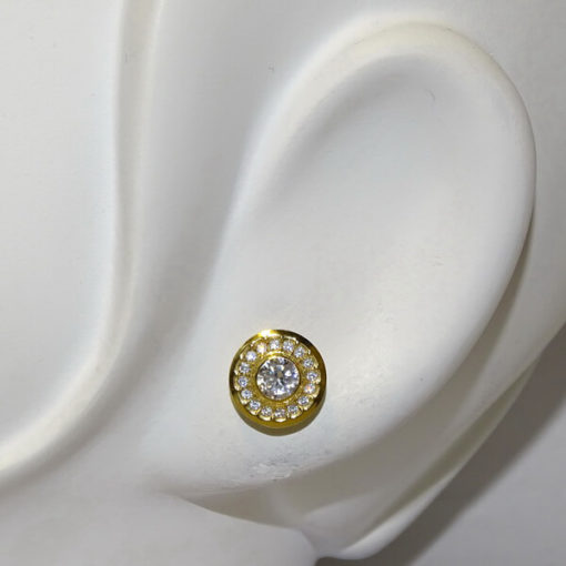 Pendientes redondo oro y circonitas - Imagen 2