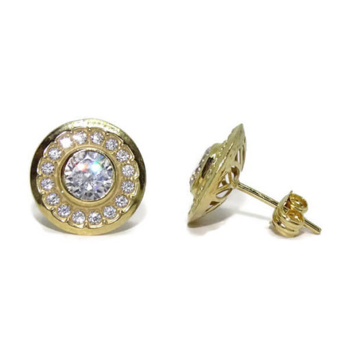 Pendientes redondo oro y circonitas - Imagen 3