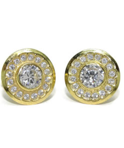 Pendientes redondo oro y circonitas