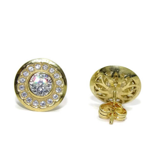 Pendientes redondo oro y circonitas - Imagen 4