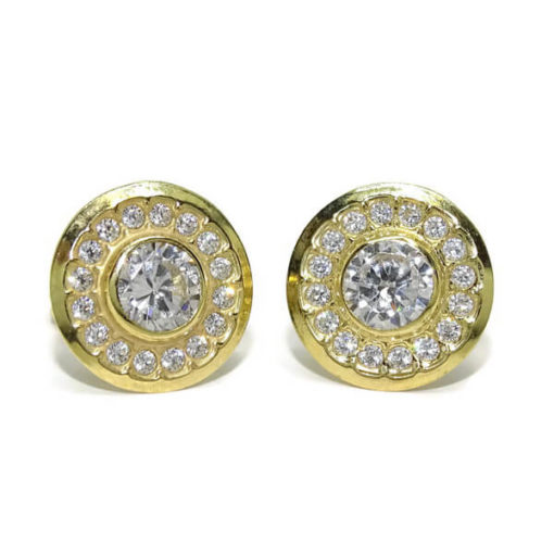 Pendientes redondo oro y circonitas