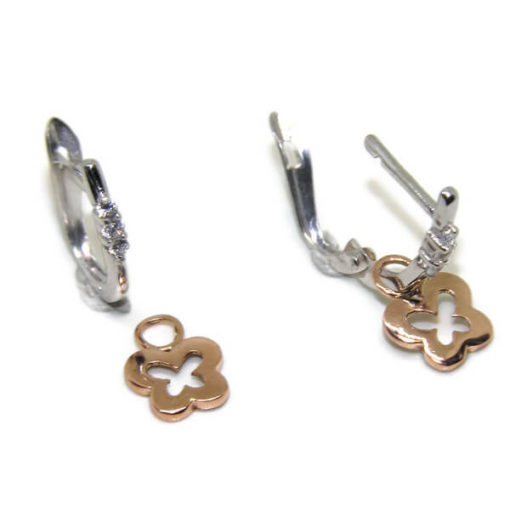 Pendientes bicolor con circonitas - Imagen 3