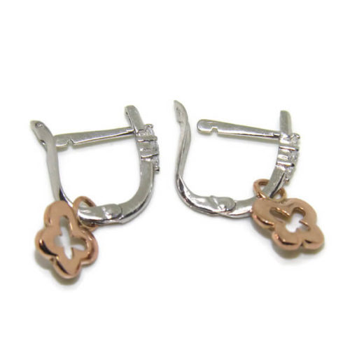 Pendientes bicolor con circonitas - Imagen 4