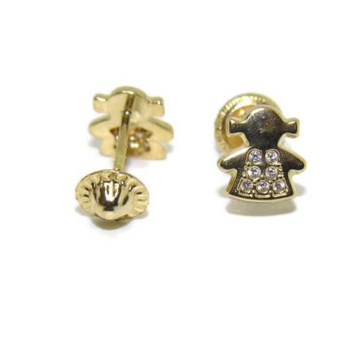 Pendientes muñequita oro y circonitas - Imagen 5