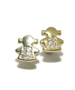 Pendientes muñequita oro y circonitas