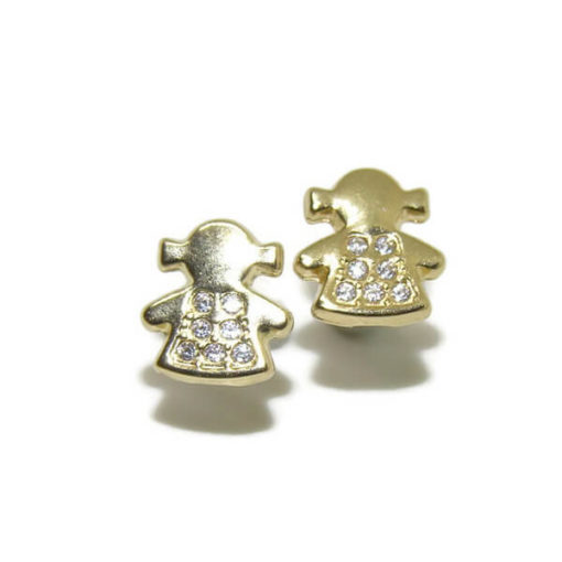 Pendientes muñequita oro y circonitas