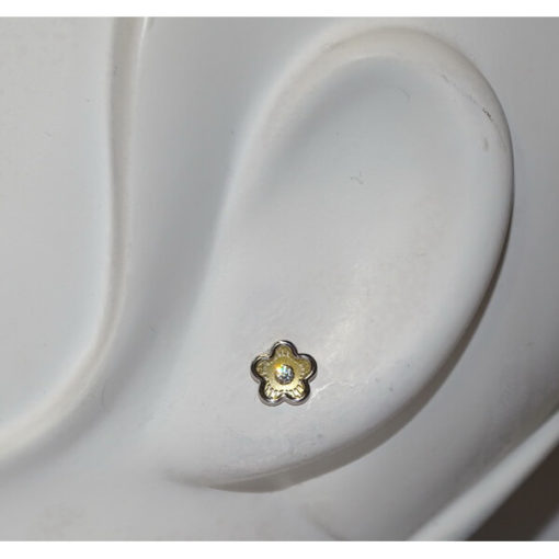 Pendientes flor bicolor oro - Imagen 2