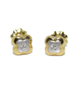 Pendientes flor bicolor con diamantes