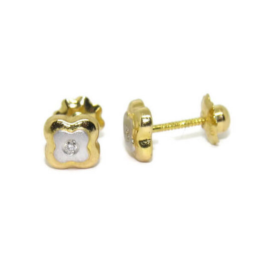 Pendientes flor bicolor con diamantes - Imagen 4