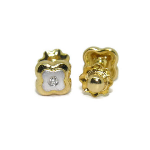 Pendientes flor bicolor con diamantes - Imagen 5