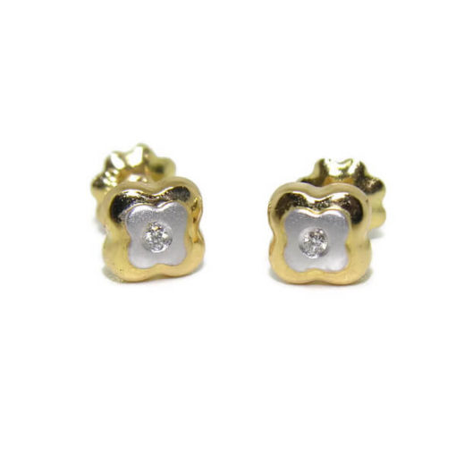 Pendientes flor bicolor con diamantes