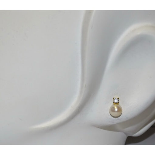 Pendientes perla y oro para comunión - Imagen 2