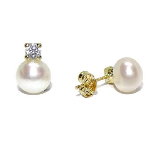 Pendientes perla y oro para comunión - Imagen 4