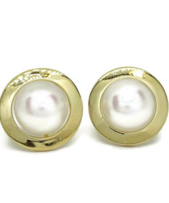 Pendientes perla clásico y oro presión