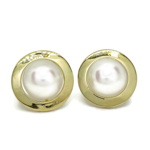 Pendientes perla clásico y oro presión