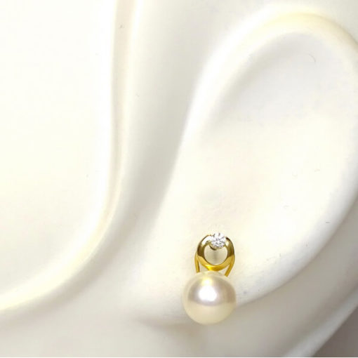 Pendientes perla circonitas y oro - Imagen 2