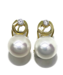 Pendientes perla circonitas y oro