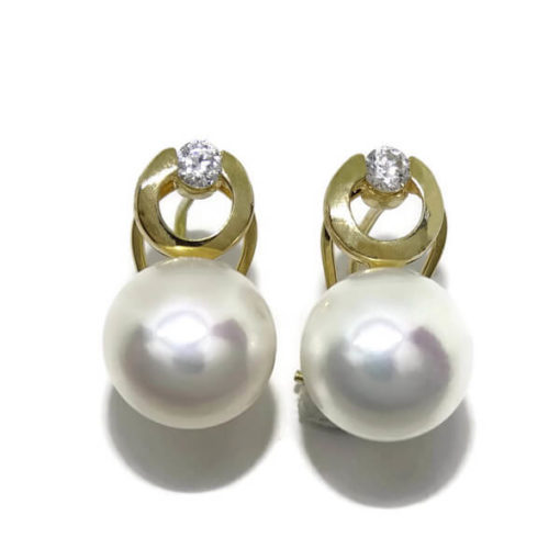 Pendientes perla circonitas y oro