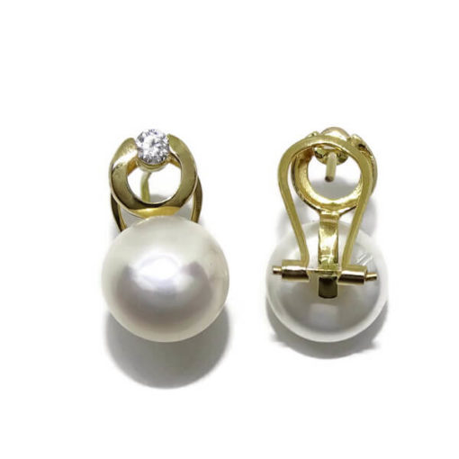 Pendientes perla circonitas y oro - Imagen 4