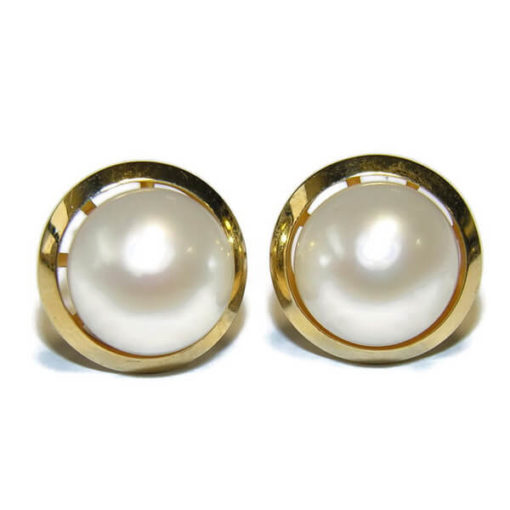 Pendientes perla 8mm oro - Imagen 4