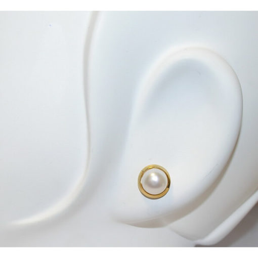 Pendientes perla 8mm oro - Imagen 2