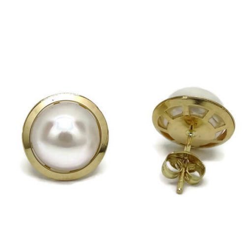 Pendientes perla 8mm oro - Imagen 5